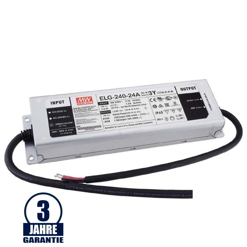 MEAN WELL 24V DC Kunststoff Netzteil Wassergeschützt IP67 35W bis 240W