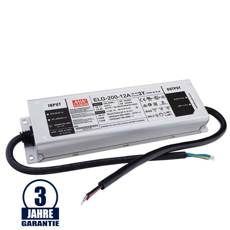 MEAN WELL 12V DC Kunststoff Netzteil Wasserdicht IP67 35W bis 192W