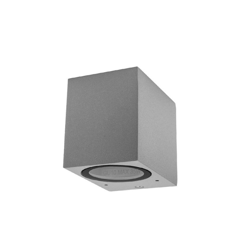 Wandlampe mit GU10 Fassung 1-fach Quader Silber IP44