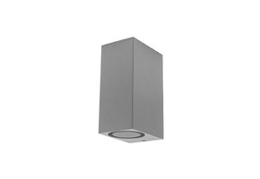 Wandlampe mit GU10 Fassung 2-fach Quader Silber IP44