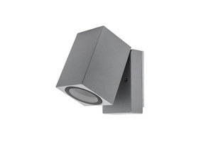 Wandlampe mit GU10 Fassung 1-fach Quader Schwenkbar Silber IP44