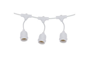 Lichterkette Weiß mit E27 Fassung 15 Stk. 14 Meter IP65