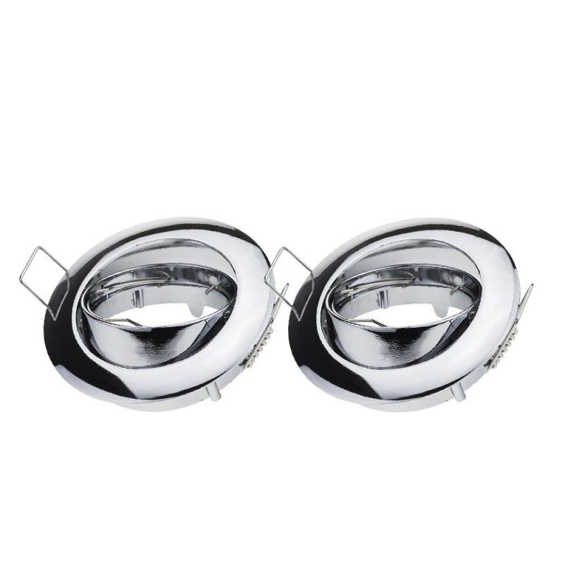 Einbaurahmen für LED MR16/GU10 Rund Schwenkbar Chrom 2er Packung