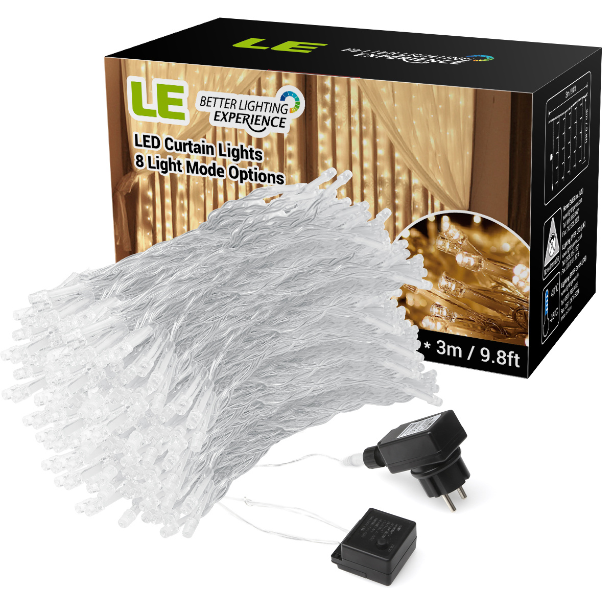 3M x 3M LED Lichtervorhang, 8 Modi, 306 LEDs, Lichterkette