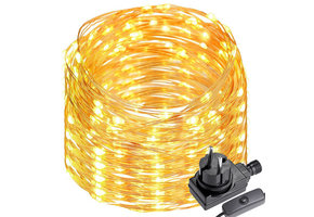 22M LED Kupferdraht Lichterkette mit Schalter, 200er LEDs, Wasserdicht Warmweiß