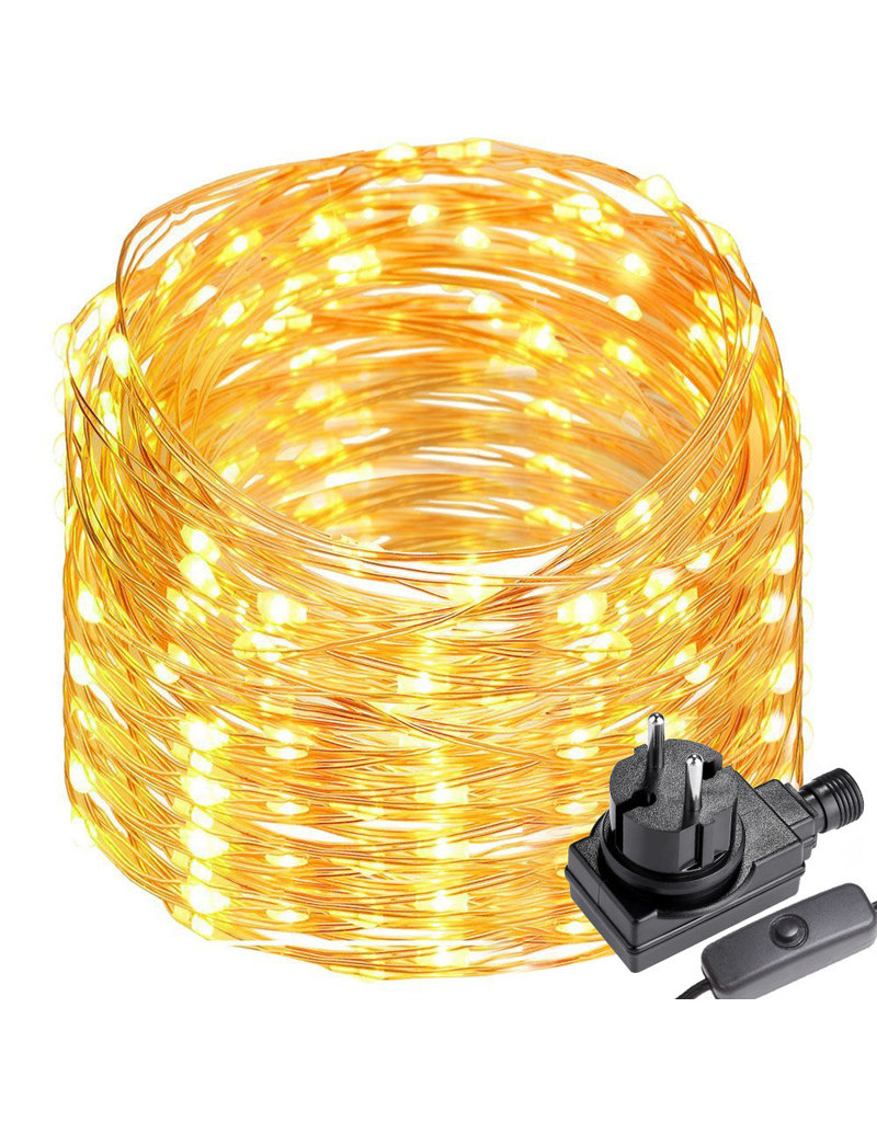 22M LED Kupferdraht Lichterkette mit Schalter, 200er LEDs, Wasserdicht 