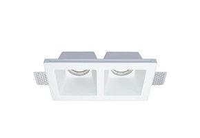 Einbaurahmen Trimless für LED GU10 Quadratisch 2-fach Weiß