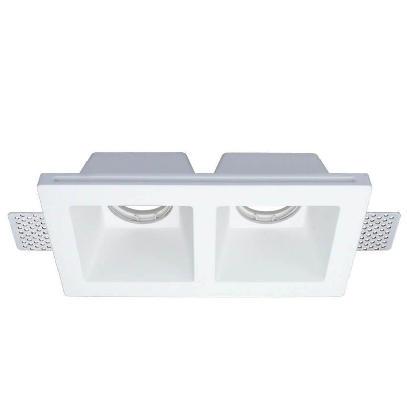 Einbaurahmen Trimless für LED GU10 Quadratisch 2-fach Weiß