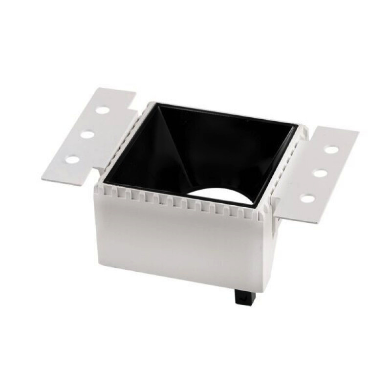 Einbaurahmen GU10 Quadratisch Trimless Weiß mit schwarzem Reflektor