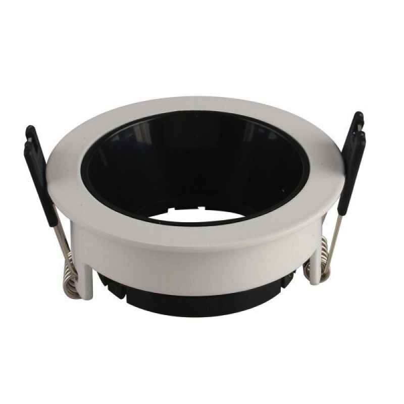 Einbaurahmen für LED GU10 Rund Weiß mit schwarzem Reflektor