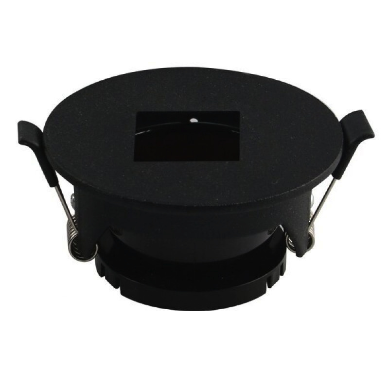 Einbaurahmen für LED GU10 Rund mit quad. Lichtauslass Schwarz