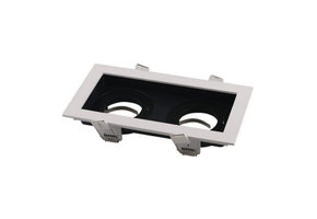 Einbaurahmen Alu für LED GU10 Rechteckig inkl. Fassung 2-fach Weiß/Schwarz