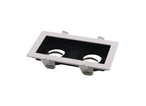 Einbaurahmen Alu für LED GU10 Rechteckig inkl. Fassung 2-fach Weiß/Schwarz