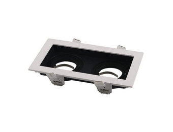 Einbaurahmen Alu für LED GU10 Rechteckig inkl. Fassung 2-fach Weiß/Schwarz