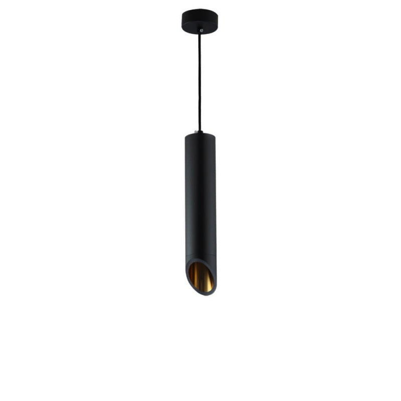 Pendelleuchte Slanted für GU10 30cm Schwarz mit goldenem Reflektor