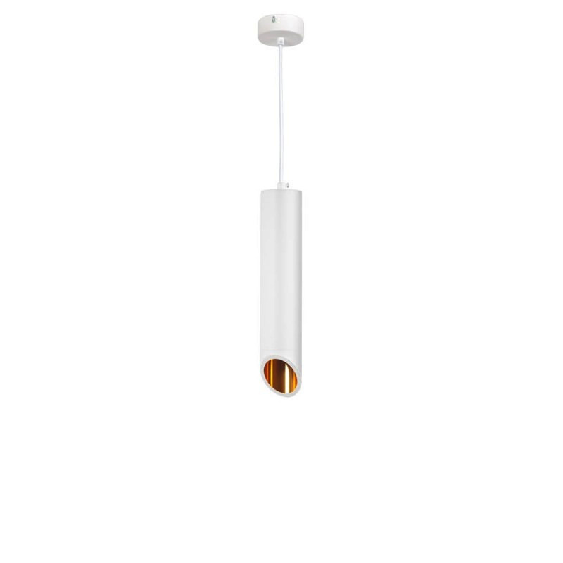 Pendelleuchte Slanted für GU10 30cm Weiß mit goldenem Reflektor
