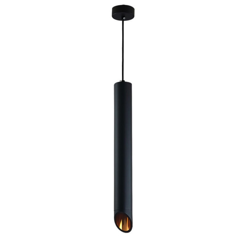 Pendelleuchte Slanted für GU10 50cm Schwarz mit goldenem Reflektor