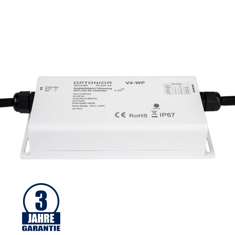 LED V4-WP Empfänger IP67 (Single, CCT, Dual, RGB, RGBW)