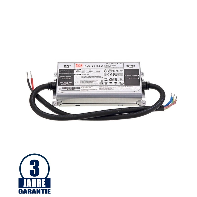 MEAN WELL 24V DC Kunststoff Netzteil Wassergeschützt IP67 35W bis 240W