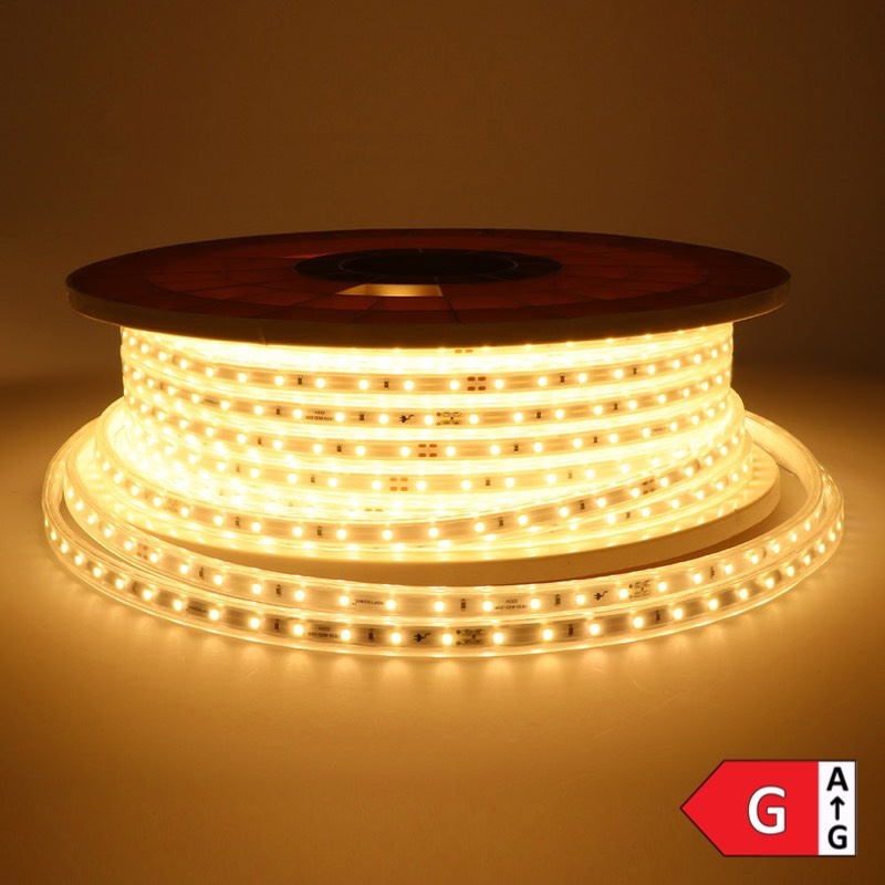 60SMD/m 308lm/m 230V dimmbarer Led Streifen Einfärbig 5050 IP65 SET (10m / 25m / 50m)