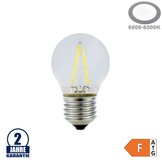 2W LED FILAMENT E27 G45 Birne Glas 200 Lumen Kaltweiß