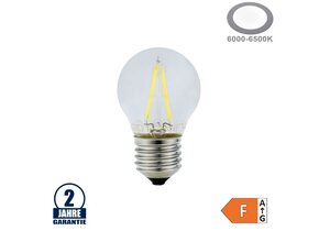 2W LED FILAMENT E27 G45 Birne Glas 200 Lumen Kaltweiß