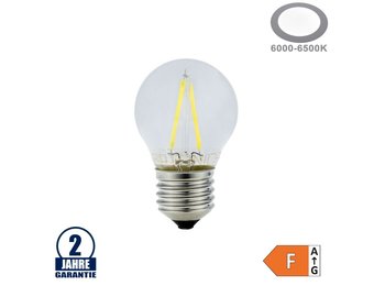 2W LED FILAMENT E27 G45 Birne Glas 200 Lumen Kaltweiß