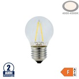 2W LED FILAMENT E27 G45 Birne Glas 200 Lumen Neutralweiß