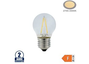 2W LED FILAMENT E27 G45 Birne Glas 250 Lumen Warmweiß