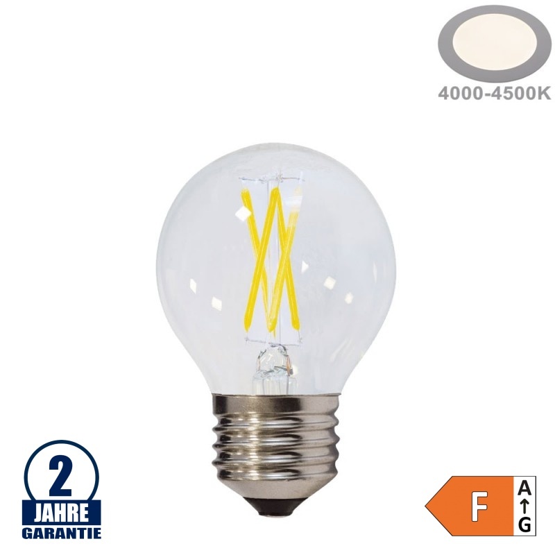 4W LED FILAMENT E27 G45 Birne Glas 400 Lumen Neutralweiß