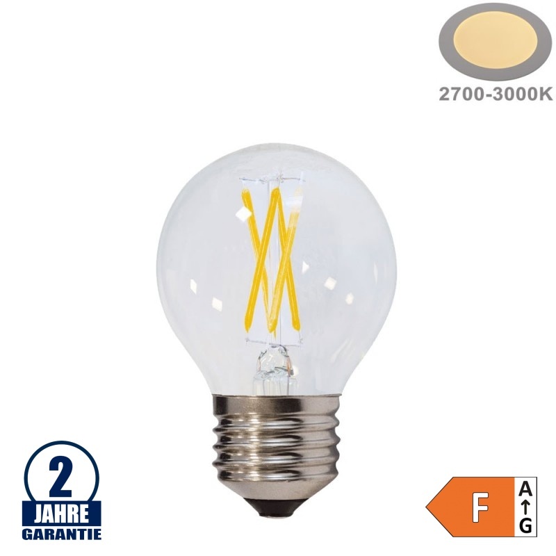 4W LED FILAMENT E27 G45 Birne Glas 400 Lumen Warmweiß