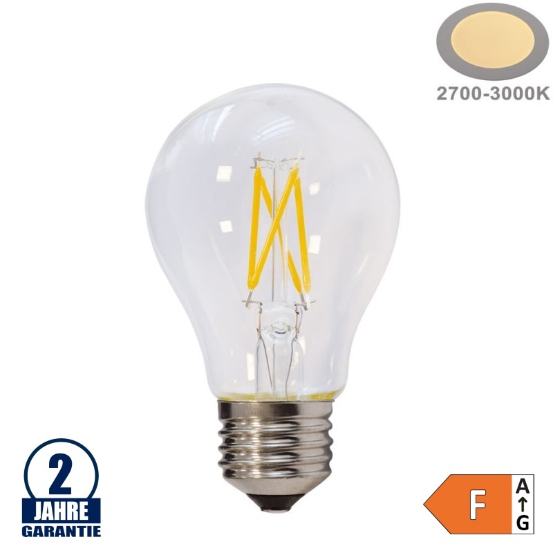 4W LED FILAMENT E27 A60 Birne Glas 400 Lumen Warmweiß