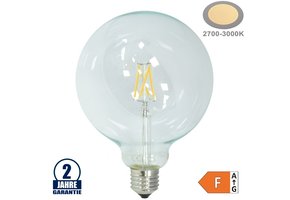 4W LED FILAMENT E27 G125 Birne Glas 400 Lumen Warmweiß
