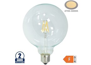 4W LED FILAMENT E27 G125 Birne Glas 400 Lumen Warmweiß