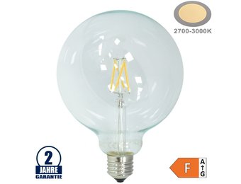 4W LED FILAMENT E27 G125 Birne Glas 400 Lumen Warmweiß