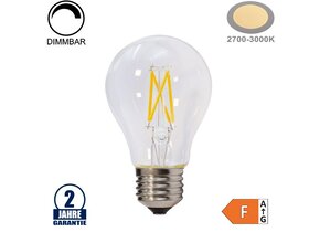 6W LED FILAMENT E27 A60 Birne Glas 600 Lumen Warmweiß Dimmbar