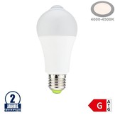 7W LED E27 A60 Birne mit Bewegungsmelder Kunststoff Neutralweiß
