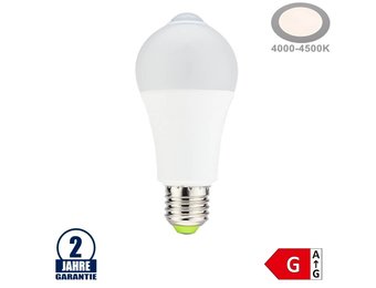 7W LED E27 A60 Birne mit Bewegungsmelder Kunststoff Neutralweiß