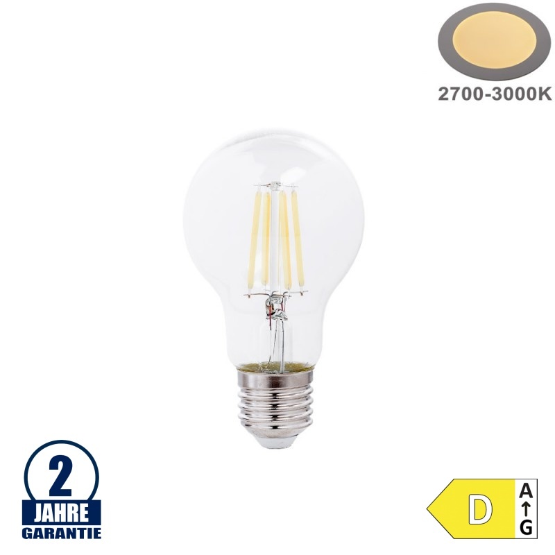 10W LED FILAMENT E27 A60 Birne Glas 1350 Lumen Warmweiß