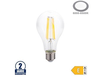 12W LED FILAMENT E27 A65 Birne Glas 1500 Lumen Kaltweiß