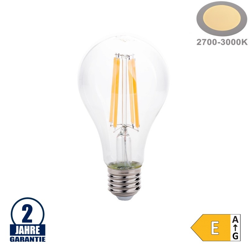 12W LED FILAMENT E27 A65 Birne Glas 1500 Lumen Warmweiß