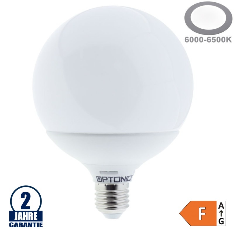 15W LED E27 G120 Globe Kunststoff Kaltweiß