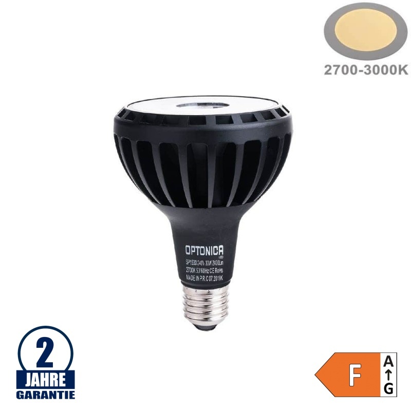 30W LED Lampe E27/PAR30 Warmweiß Schwarz