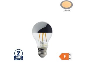 4W LED Spiegelkopf E27 A60 Birne Silber Glas Warmweiß
