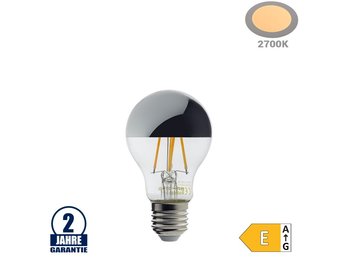 7W LED Spiegelkopf E27 A60 Birne Silber Glas Warmweiß