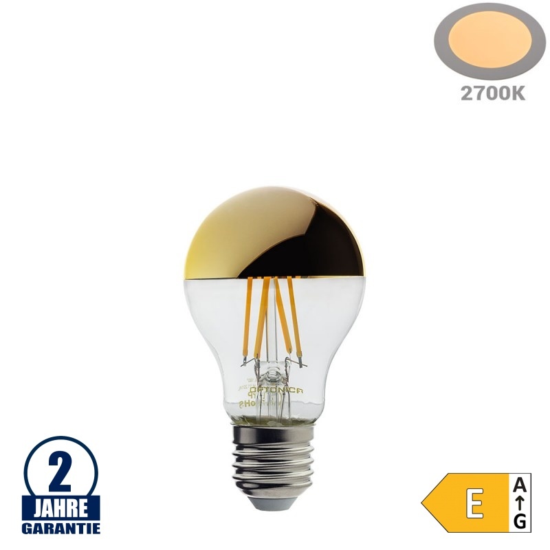7W LED Spiegelkopf E27 A60 Birne Gold Glas Warmweiß