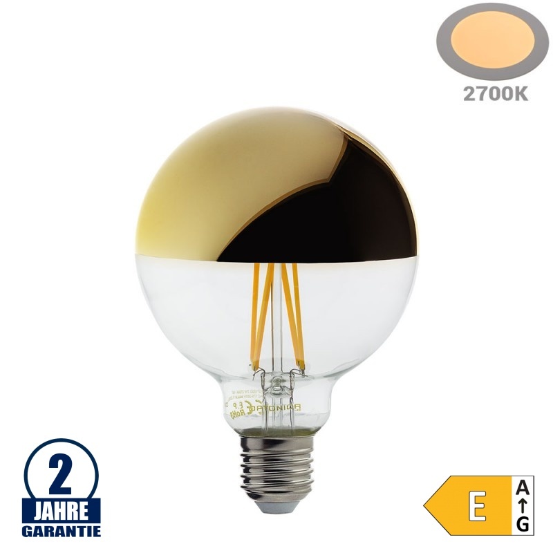 7W LED Spiegelkopf E27 G95 Birne Gold Glas Warmweiß