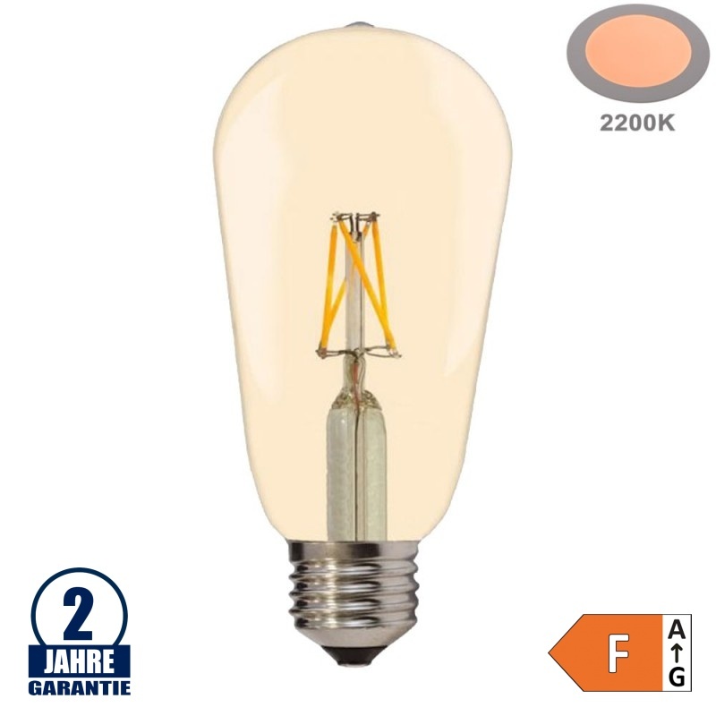 4W LED FILAMENT E27 ST64 Birne Gold Glas 400 Lumen Warmweiß