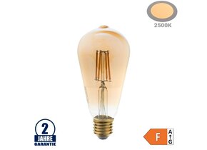 6W LED Vintage E27 ST64 Birne Gold Glas Warmweiß 2500K