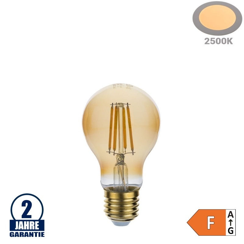8W LED Vintage E27 A60 Birne Gold Glas Warmweiß 2500K